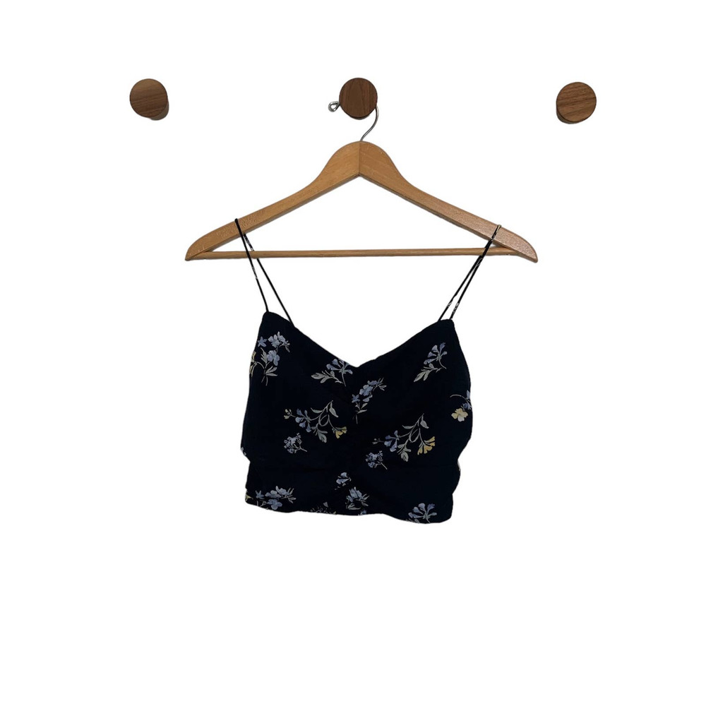 NWT Abercrombie & Fitch Tank Top Blouse Size XS Black Floral Printed